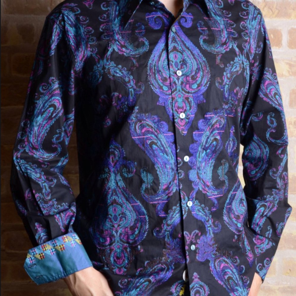 ROBERT GRAHAM ROYAL XL mens black long sleeve NEW